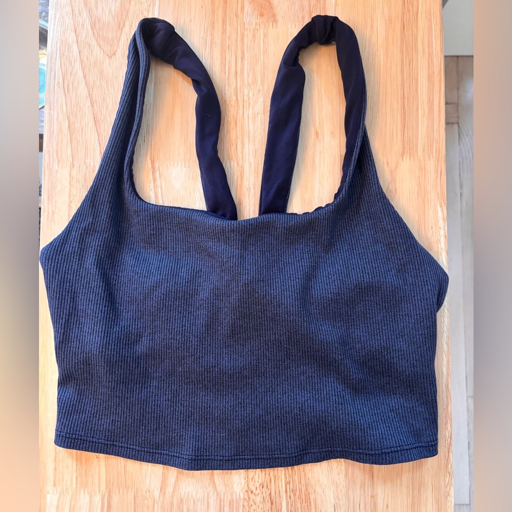 ALO Yoga Navy Blue Ribbed Bra